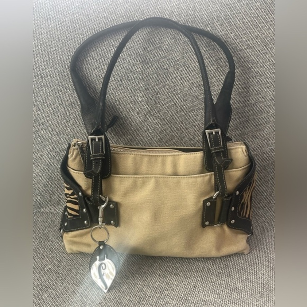 Fortuna Valentino - Tan and Black Women's Shoulder Bag - Med/Large